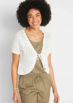 bonprix bonprix Chaquetas Y Abrigos|Ropa De Punto>Bolero corto de ganchillo Blanco