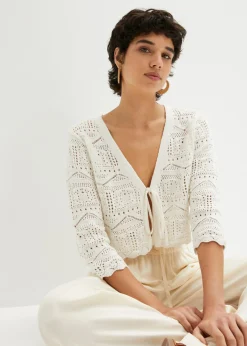 bonprix bonprix Jerséis|Ropa De Punto>Bolero de punto ajour Blanco