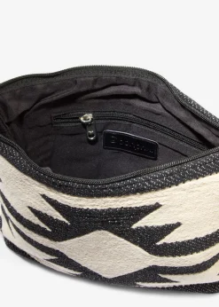 bonprix bonprix Bolsos>Bolso bandolera de lona Beige natural/negro con estampado gráfico