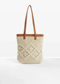 bonprix bonprix Complementos Temáticos·Accesorios Veganos|Bolsos>Bolso shopper de macramé Crudo