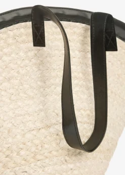 bonprix bonprix Bolsos>Bolso shopper de paja Crudo + negro