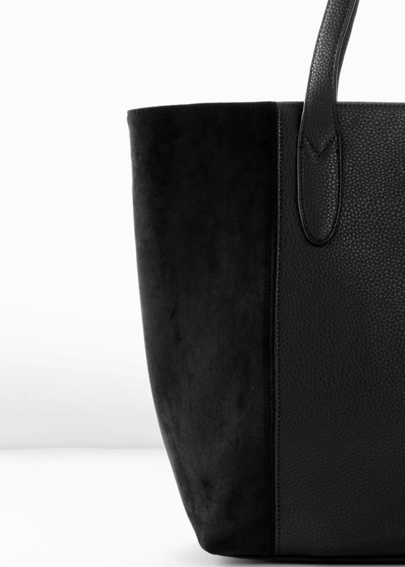 bonprix bonprix Complementos Temáticos·Accesorios Veganos|Bolsos>Bolso shopper grande con mezcla de materiales Negro