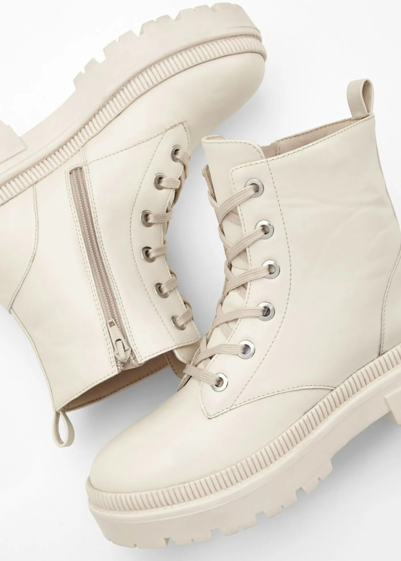 bonprix bonprix Botines De Nieve·Botas Con Cordones|Botines De Nieve·Botas Con Tacón>Botas con cordones y suela perfilada Beige
