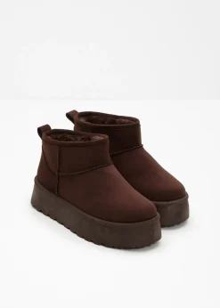 bonprix bonprix Botines De Nieve·Botines Forrados|Botas De Pelo>Botas de plataforma forradas Marrón oscuro