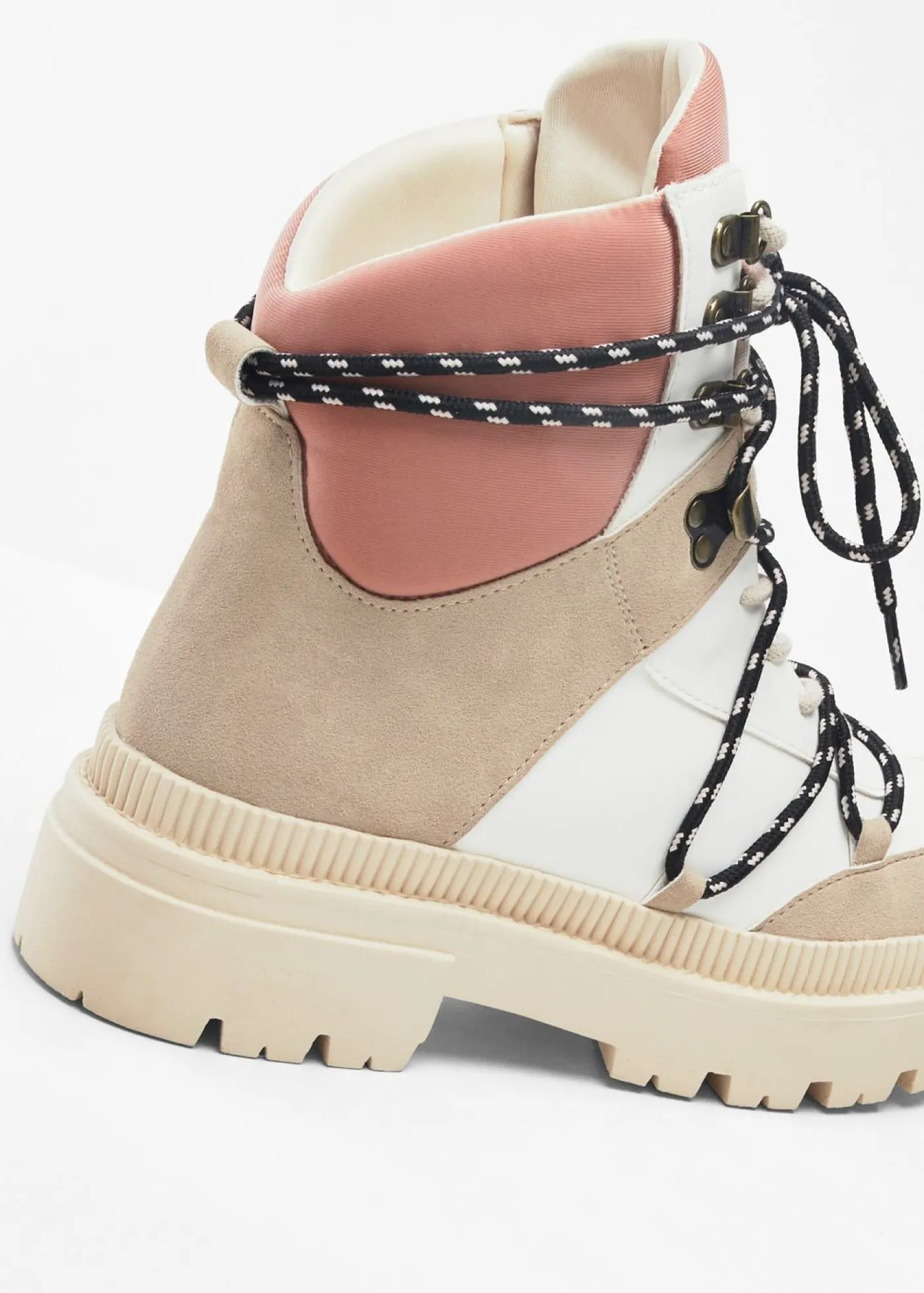 bonprix bonprix Tendencias·Zapatos Veganos|Botines De Nieve·Botas Con Cordones>Botas forradas con cordones Beige-blanco-rosado