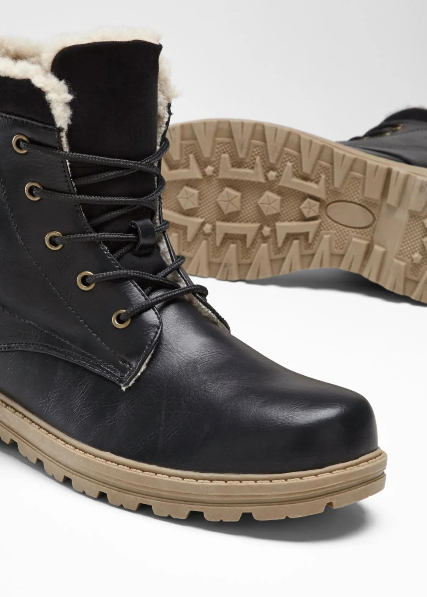 bonprix bonprix Niño·Zapatos|Botines>Botas forradas con cordones Negro