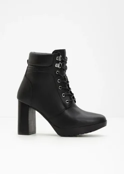 bonprix bonprix Zapatos De Tacón Alto|Botines>Botines con cordones y tacón alto Negro