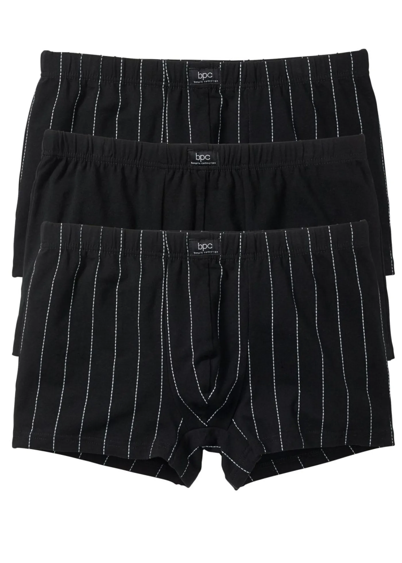 bonprix bonprix Bóxers|Ropa Interior·Bóxers>Boxers ajustados de algodón (3 unidades) Negro-blanco a rayas