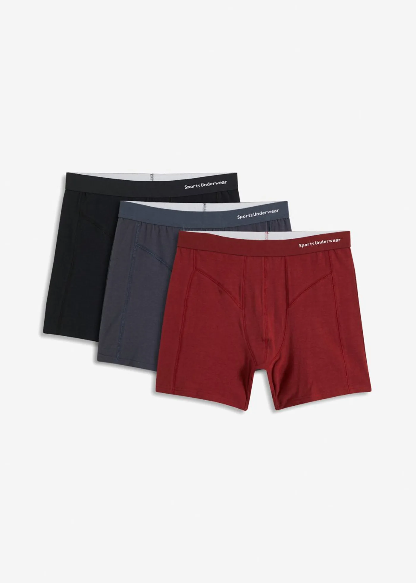 bonprix bonprix Bóxers|Ropa Interior·Bóxers>Boxers ajustados, largo medio, con algodón orgánico (3 unidades) rojo castaño+negro+azul oscuro