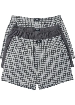bonprix bonprix Bóxers|Ropa Interior·Bóxers>Boxers holgado de punto de algodón (3 unidades) gris-antracita