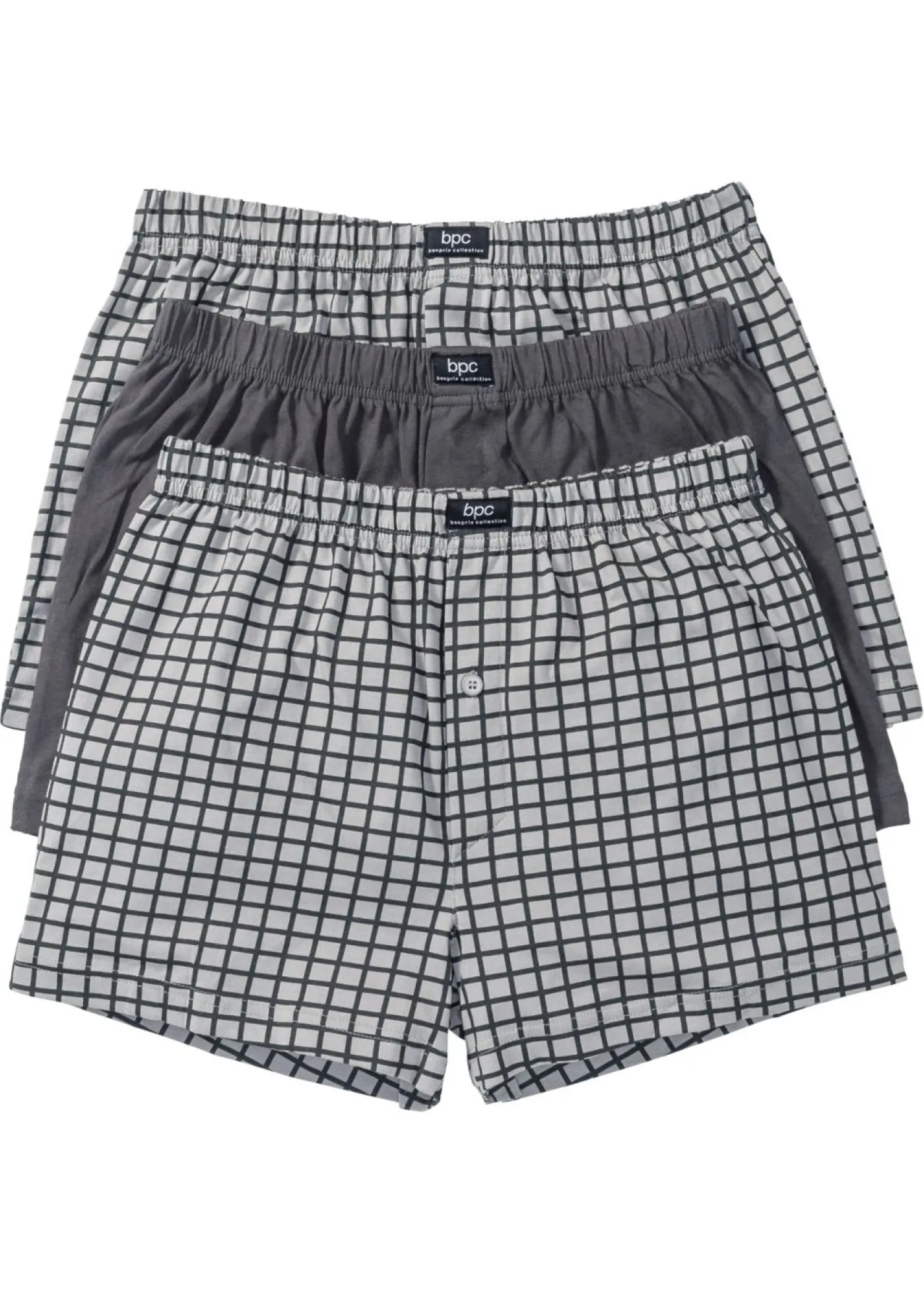 bonprix bonprix Bóxers|Ropa Interior·Bóxers>Boxers holgado de punto de algodón (3 unidades) gris-antracita