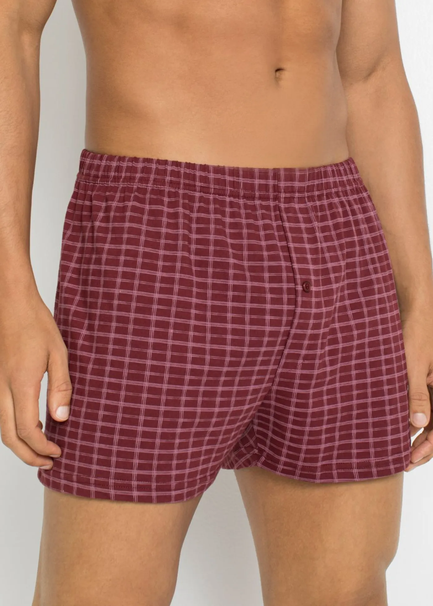 bonprix bonprix Bóxers|Ropa Interior·Bóxers>Boxers holgado de punto de algodón (3 unidades) Azul marino + verde grisáceo+ rojo castaño a cuadros