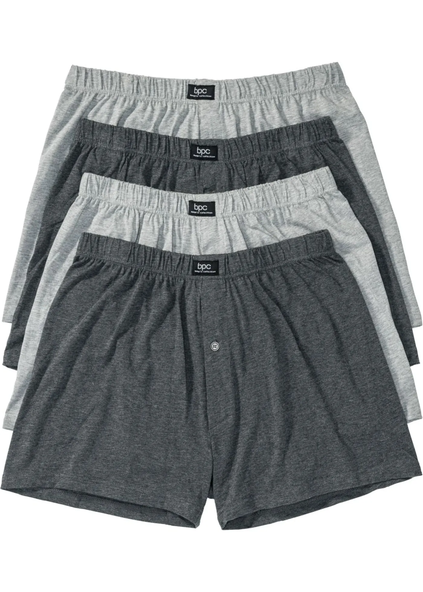 bonprix bonprix Bóxers|Ropa Interior·Bóxers>Boxers holgados de punto con algodón suave (4 unidades) Gris jaspeado
