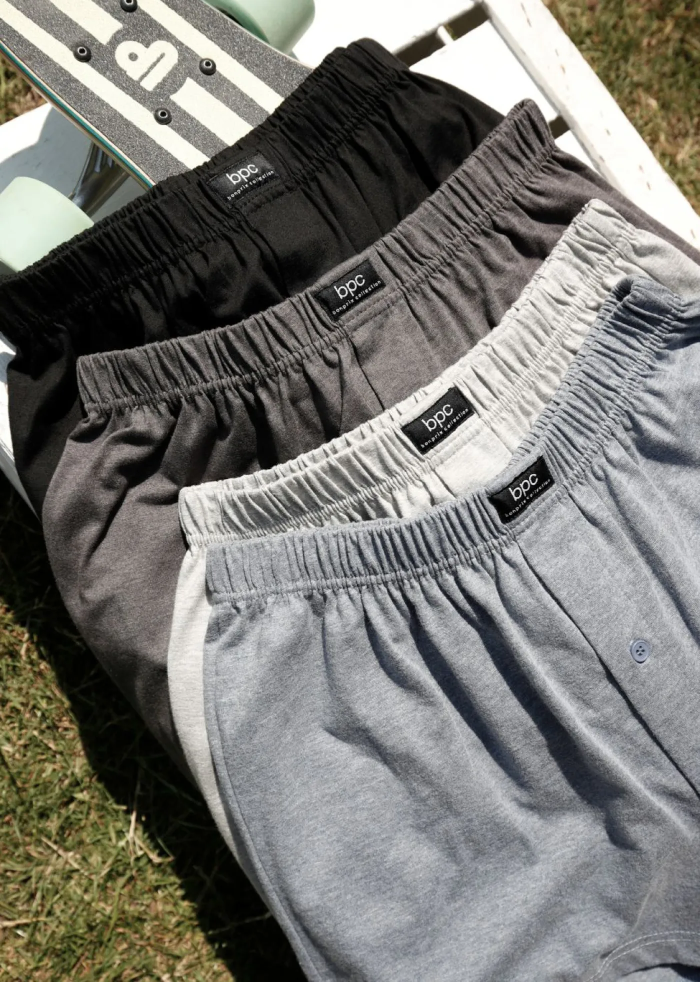 bonprix bonprix Bóxers|Ropa Interior·Bóxers>Boxers holgados de punto con algodón suave (4 unidades) Gris jaspeado