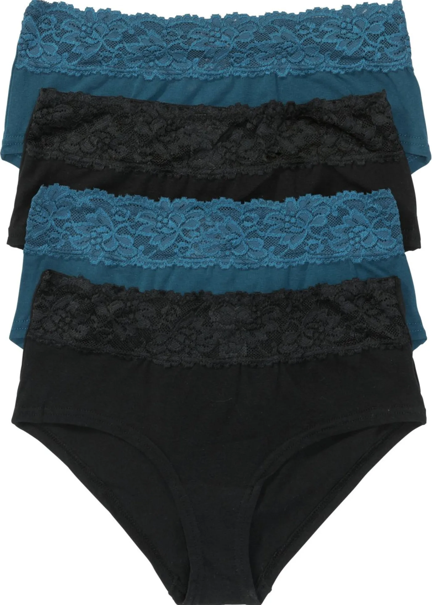 bonprix bonprix Ropa Interior De Algodón|Bragas>Braga (4 unidades) Negro-azul petróleo
