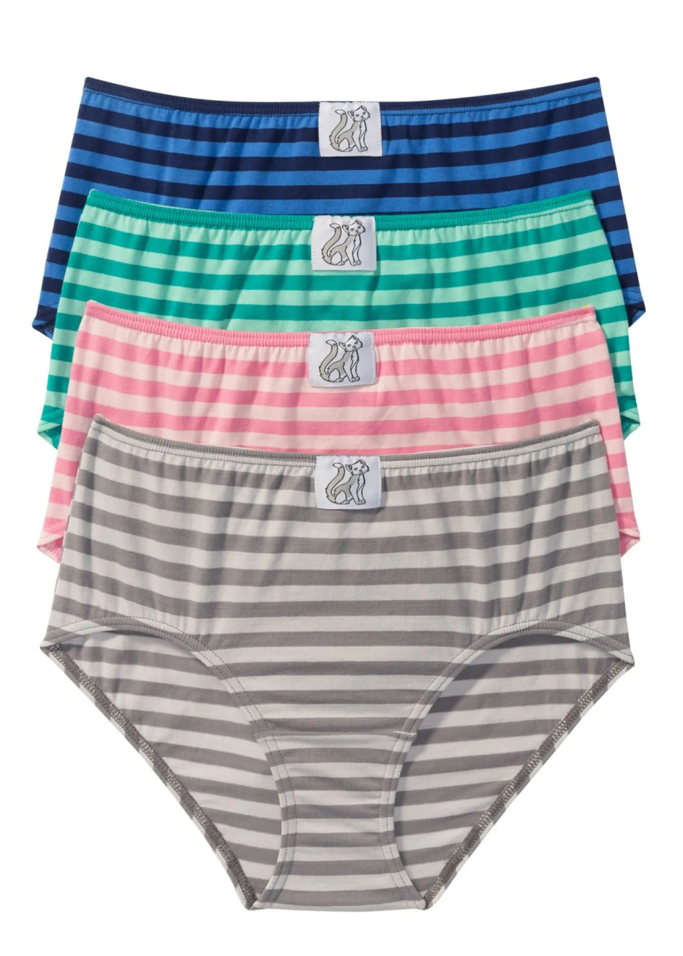 bonprix bonprix Ropa Interior De Algodón|Bragas>Braga (4 unidades) Azul-verde-rosa-gris de rayas