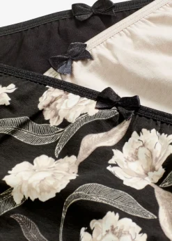 bonprix bonprix Ropa Interior De Algodón|Bragas>Braga con algodón cómodo (4 unidades) Negro estampado