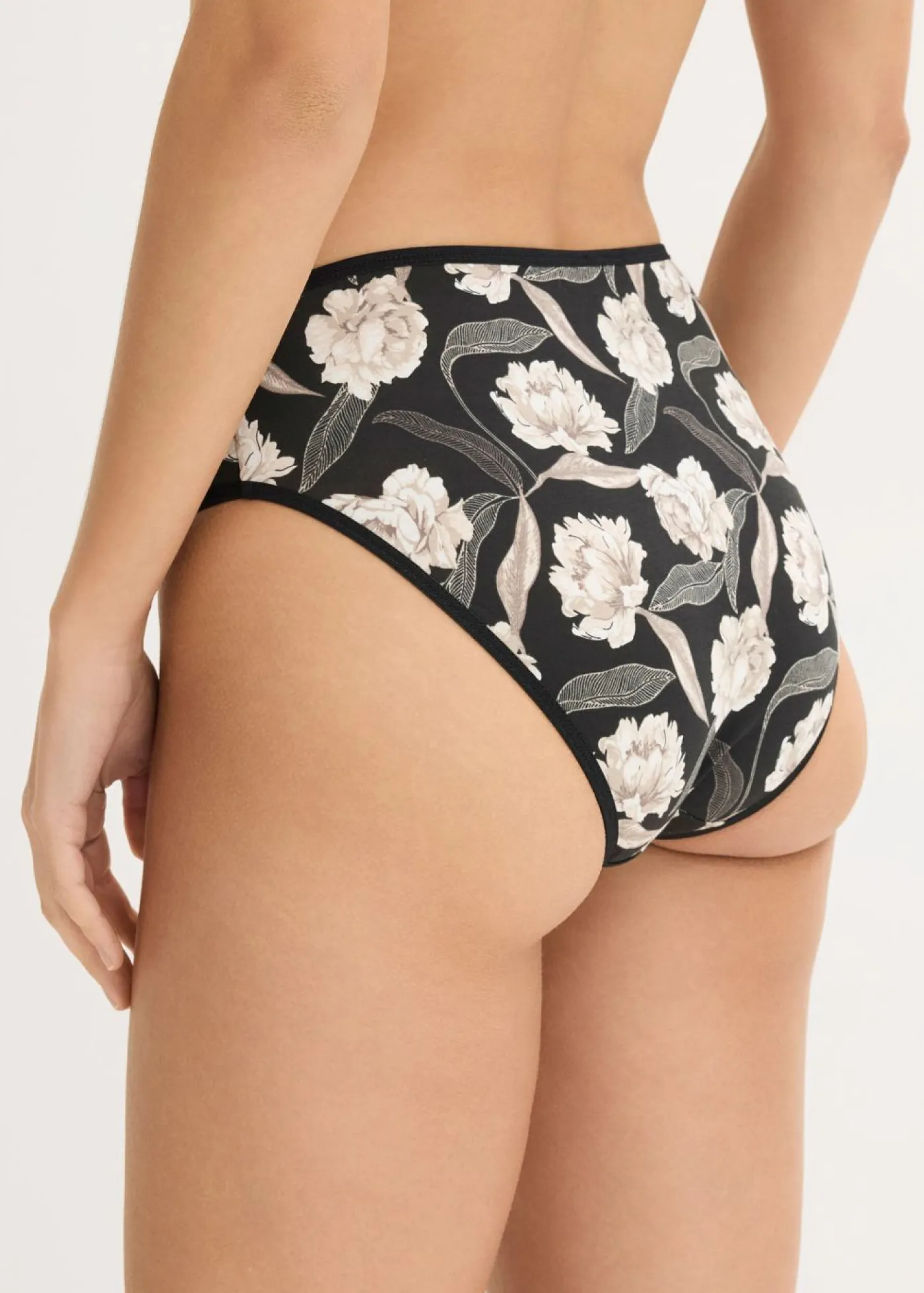 bonprix bonprix Ropa Interior De Algodón|Bragas>Braga con algodón cómodo (4 unidades) Negro estampado