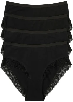 Mujer bonprix bonprix Braga con algodón orgánico y encaje (4 unidades)