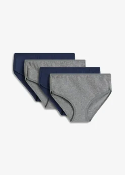 bonprix bonprix Ropa Interior De Algodón|Bragas>Braga con algodón orgánico (4 unidades) azul marino+gris jaspeado