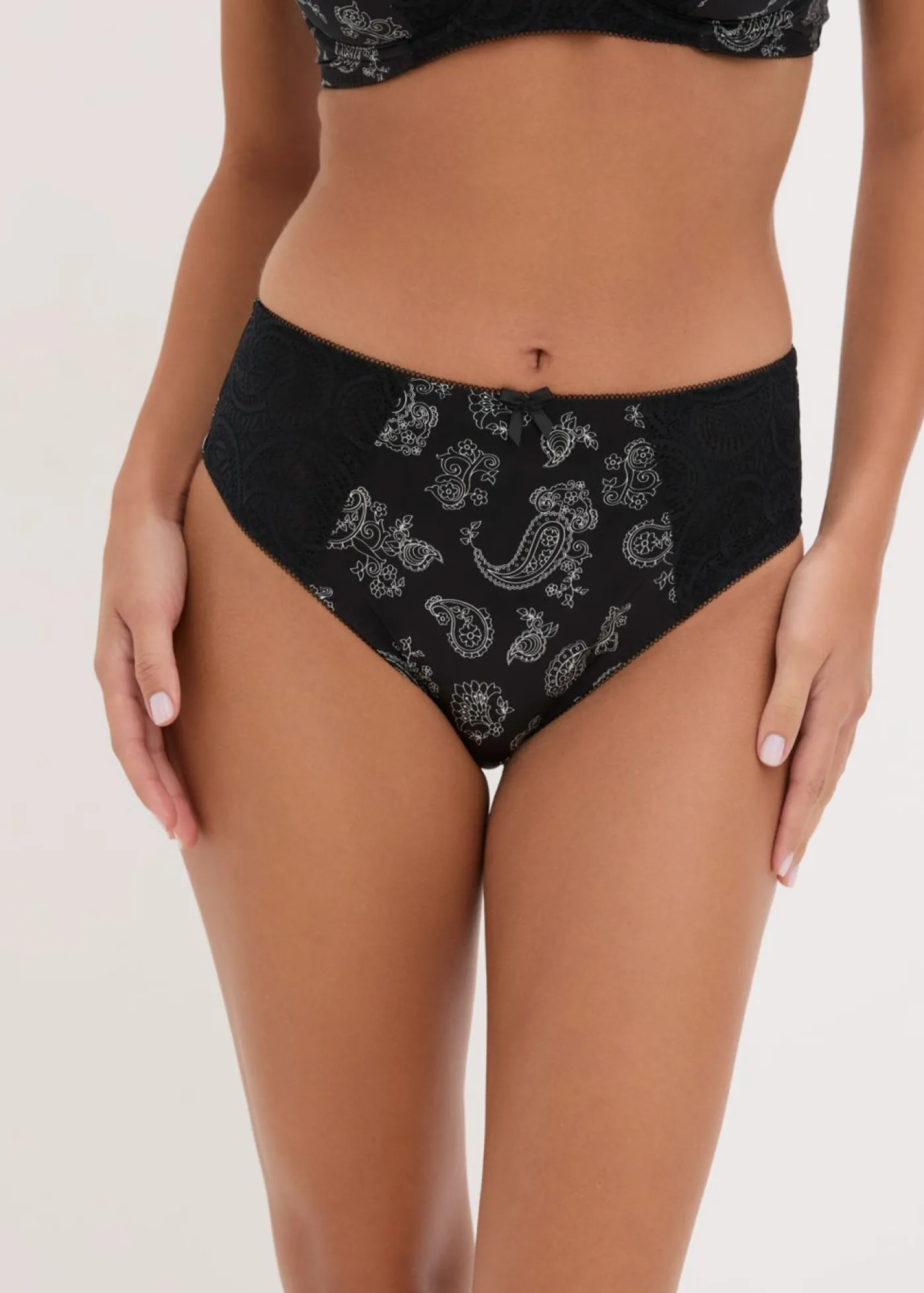 bonprix bonprix Lencería|Bragas>Braga con encaje delicado (2 unidades) Negro con patrón Paisley