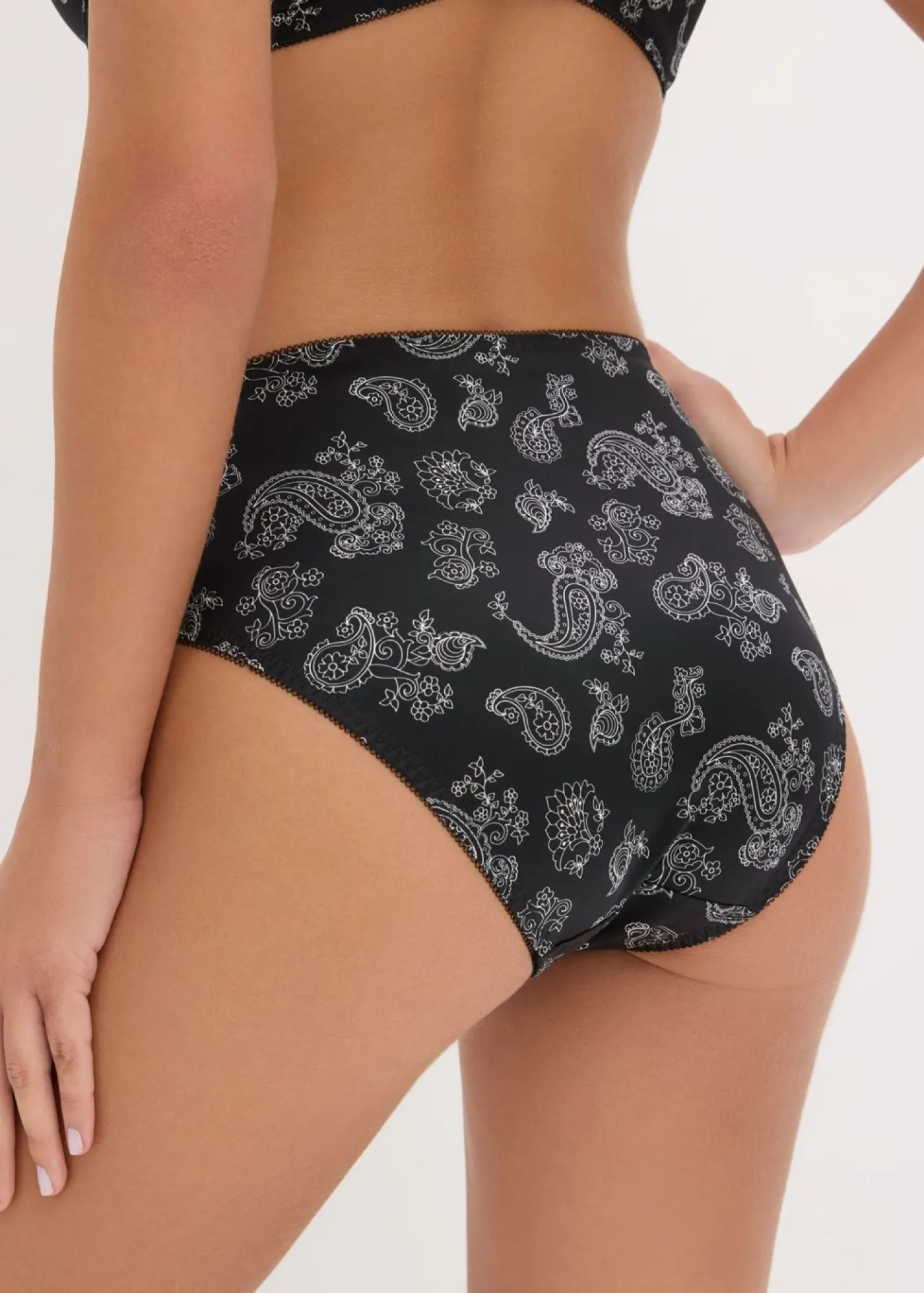 bonprix bonprix Lencería|Bragas>Braga con encaje delicado (2 unidades) Negro con patrón Paisley