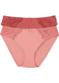bonprix bonprix Lencería|Bragas>Braga con encaje delicado (2 unidades) Rojo ruibarbo/coral claro