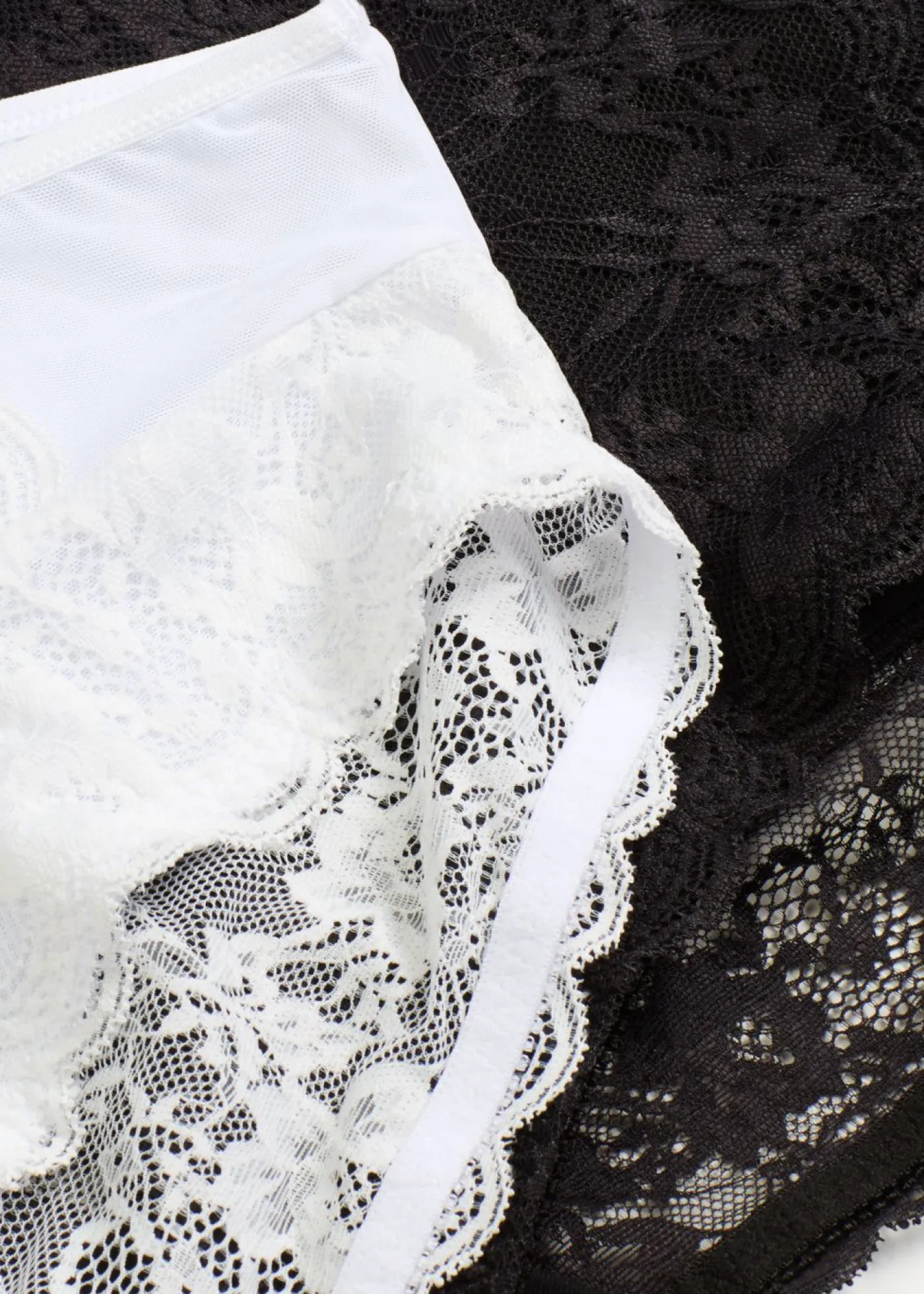 bonprix bonprix Lencería|Bragas>Braga con encaje delicado (2 unidades) Blanco-negro