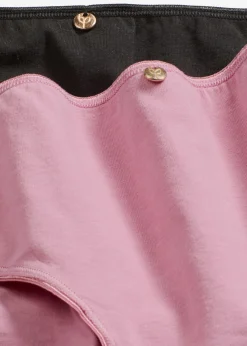 bonprix bonprix Ropa Interior De Algodón|Bragas>Braga con encaje (4 unidades) Negro-malva