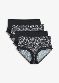 bonprix bonprix Bragas>Braga con encaje (4 unidades) Negro con flores