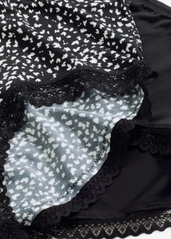 bonprix bonprix Bragas>Braga con encaje (4 unidades) Negro con flores