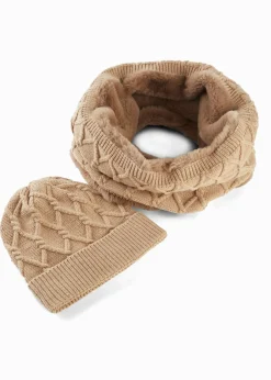 bonprix bonprix Gorras Y Sombreros|Bufandas Y Pañuelos>Braga de cuello y gorro (conjunto de 2 piezas) Marrón claro