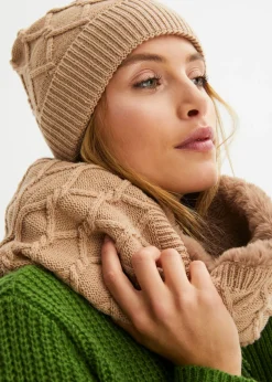 bonprix bonprix Gorras Y Sombreros|Bufandas Y Pañuelos>Braga de cuello y gorro (conjunto de 2 piezas) Marrón claro