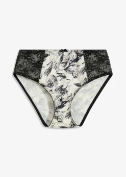 bonprix bonprix Lencería|Bragas>Braga de material brillante beige natural-negro con flores