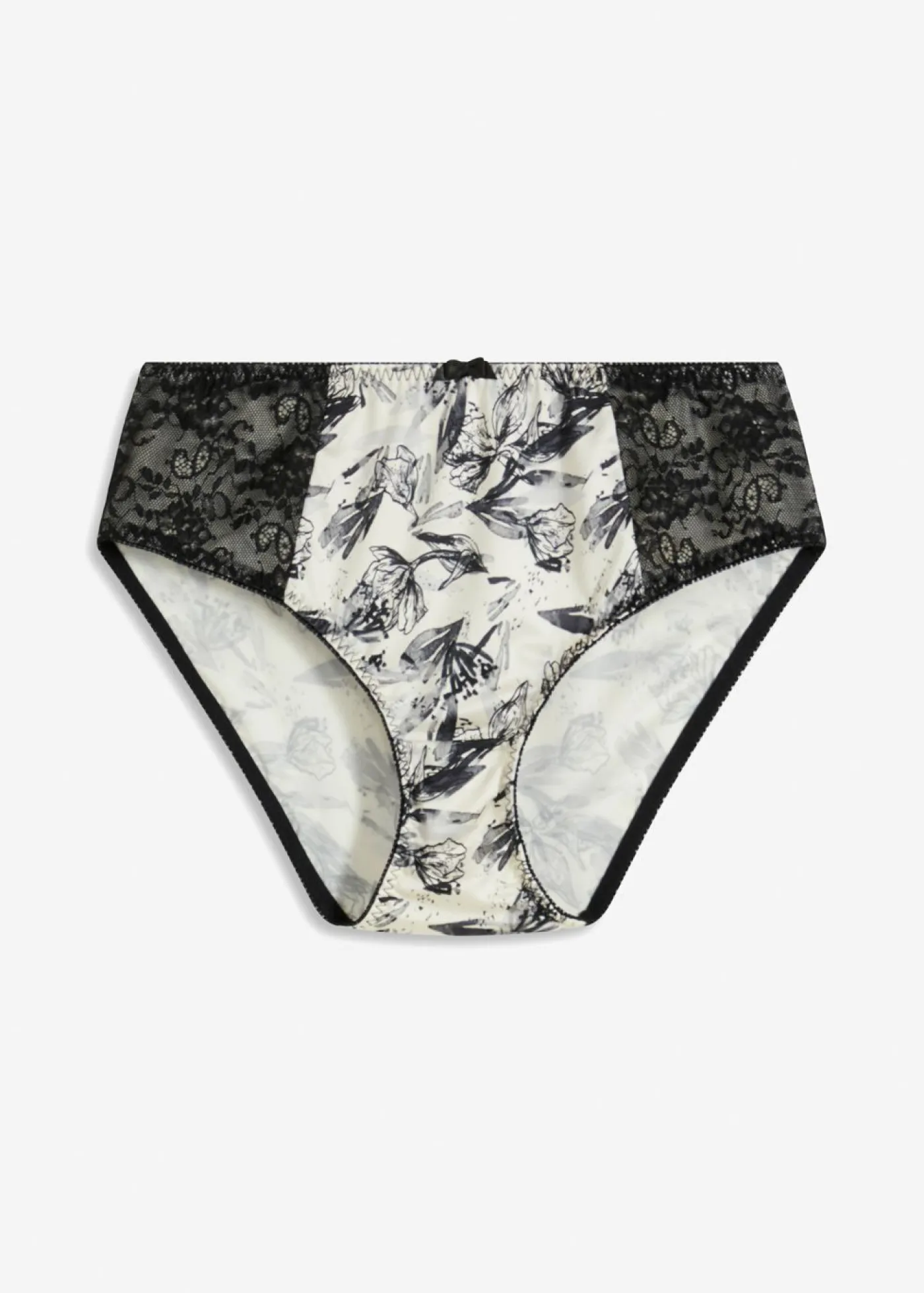 bonprix bonprix Lencería|Bragas>Braga de material brillante beige natural-negro con flores