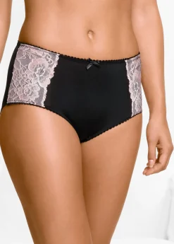 bonprix bonprix Bragas>Braga de microfibra con encaje (3 unidades) Negro-rosa