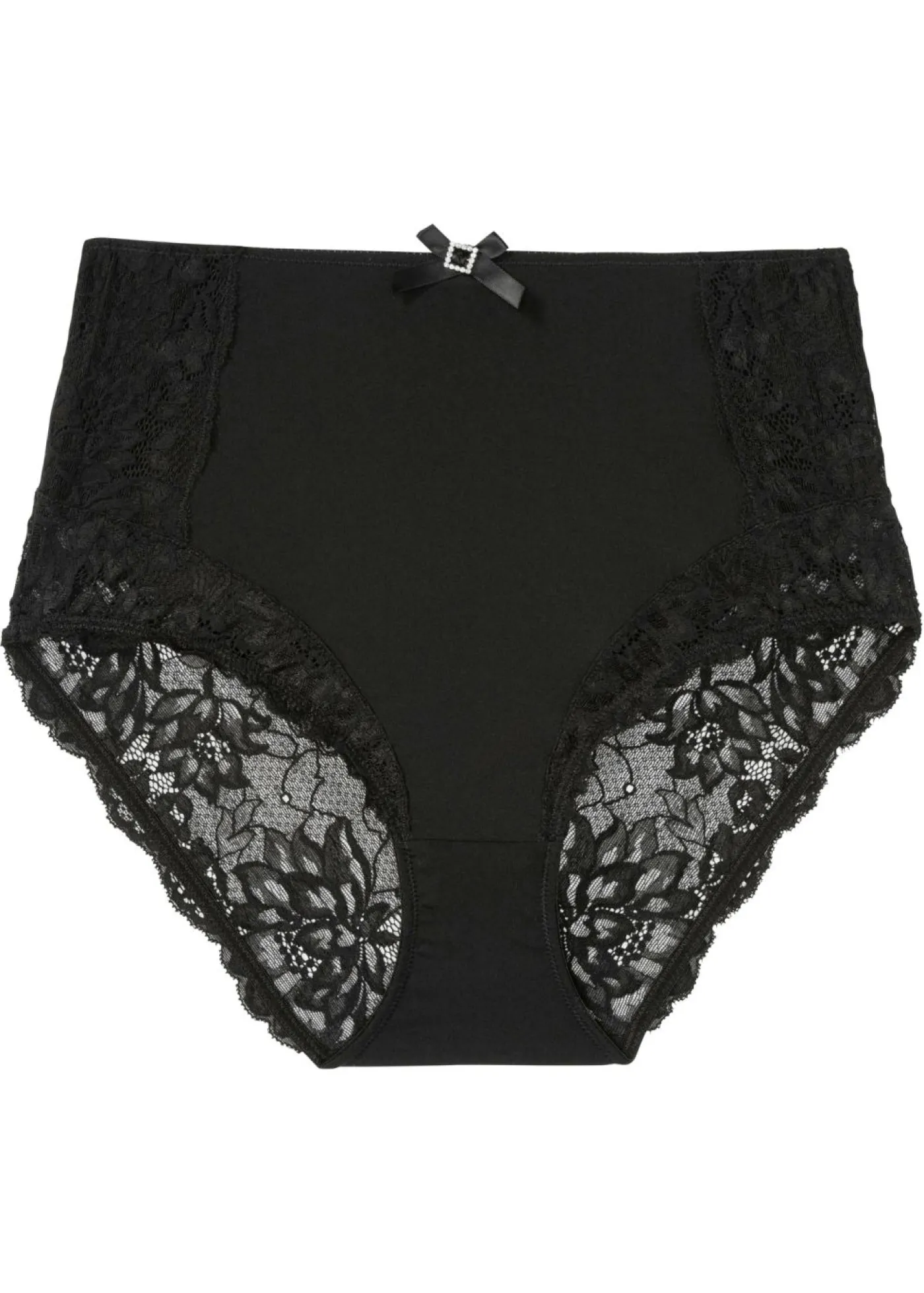 bonprix bonprix Lencería|Bragas>Braga de talle alto con encaje Negro