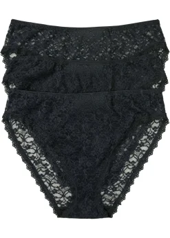 Mujer bonprix bonprix Braga de talle alto de encaje reciclado (3 unidades)