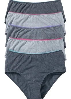 bonprix bonprix Ropa Interior De Algodón|Bragas>Braga maxi (5 unidades) Gris claro/gris/antracita jaspeado