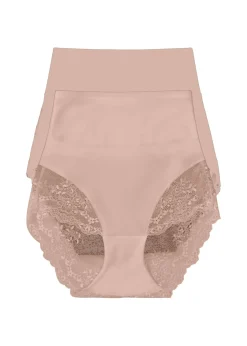 bonprix bonprix Sin Costuras|Ropa Interior Moldeadora>Braga moldeadora con corte láser y efecto moldeador medio (2 unidades) 2 en beige mate