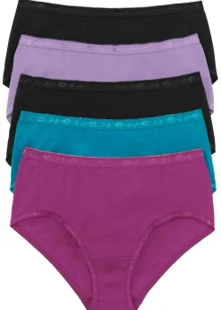 bonprix bonprix Ropa Interior De Algodón|Básicos>Bragas (5 unidades) Negro/violeta/turquesa