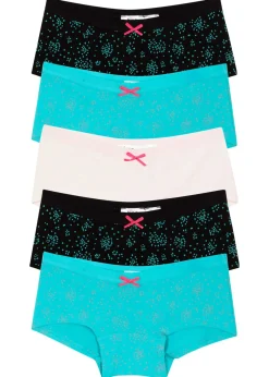 bonprix bonprix Multipack|Niña·Braguitas Y Tops>Braguita con algodón suave (5 unidades) Celeste + rosa claro + negro estampado