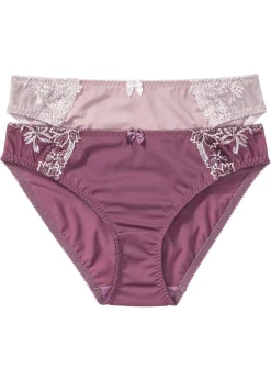 bonprix bonprix Lencería|Bragas>Braguita con bordado delicado (2 unidades) Baya mate/rosa mate + rosa mate