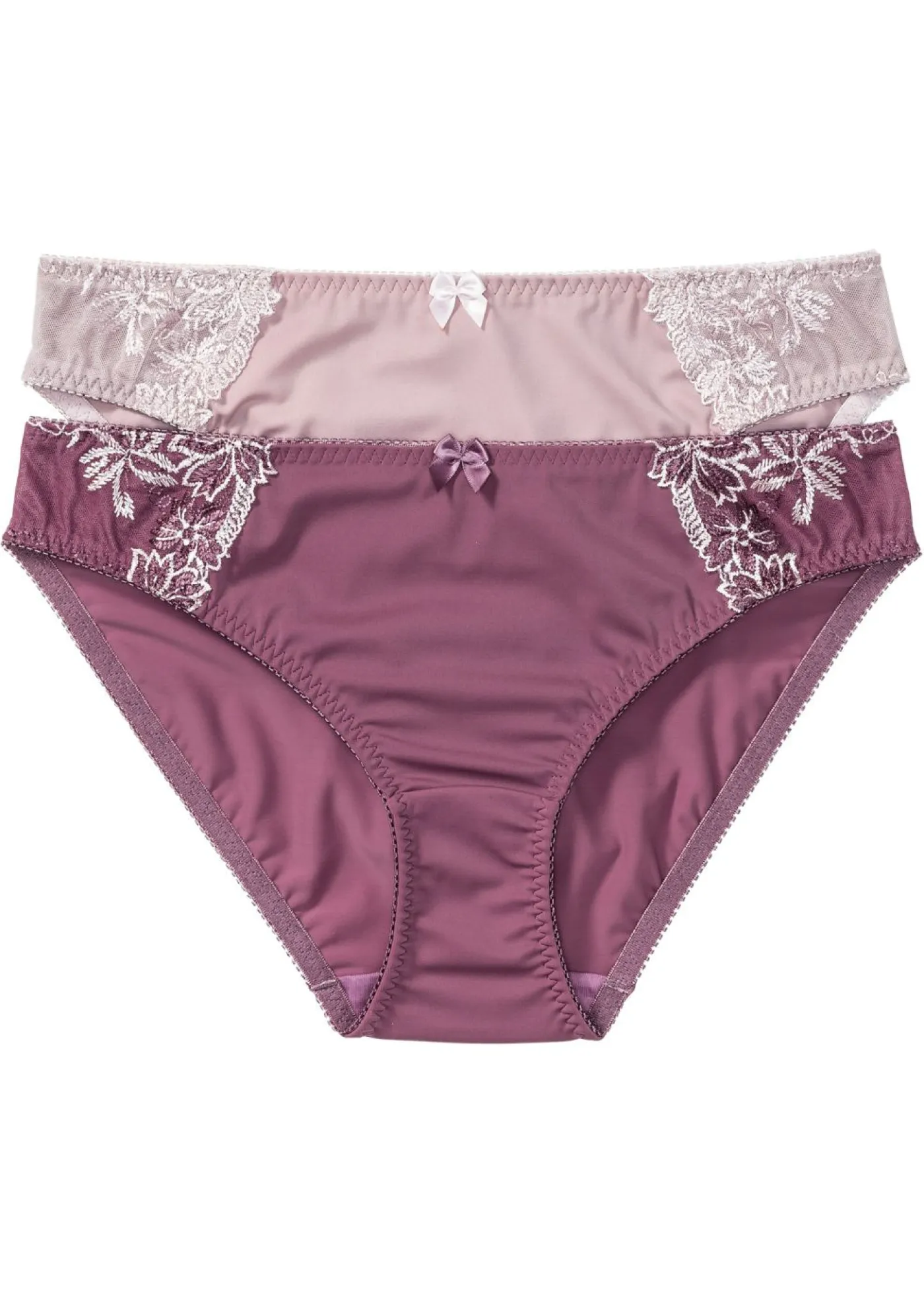 bonprix bonprix Lencería|Bragas>Braguita con bordado delicado (2 unidades) Baya mate/rosa mate + rosa mate