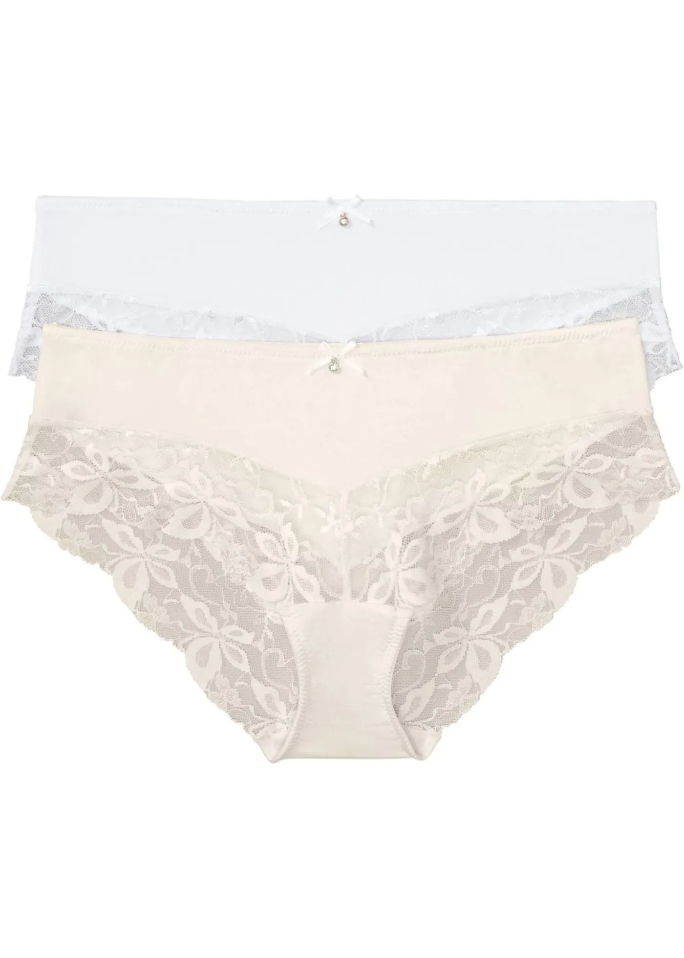 bonprix bonprix Lencería|Bragas>Braguita con encaje fino (2 unidades) blanco-champán