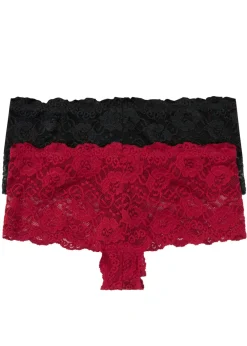 bonprix bonprix Bragas>Braguita con encaje (2 unidades) Rojo oscuro-negro