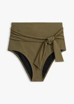 bonprix bonprix Conjuntos De Traje De Baño|Vestidos Moldeadores>Braguita de bikini highwaist con gran efecto moldeador y cordón Verde oliva oscuro