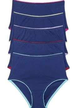 bonprix bonprix Ropa Interior De Algodón|Bragas>Braguita de talle alto (5 unidades) Azul-multicolor