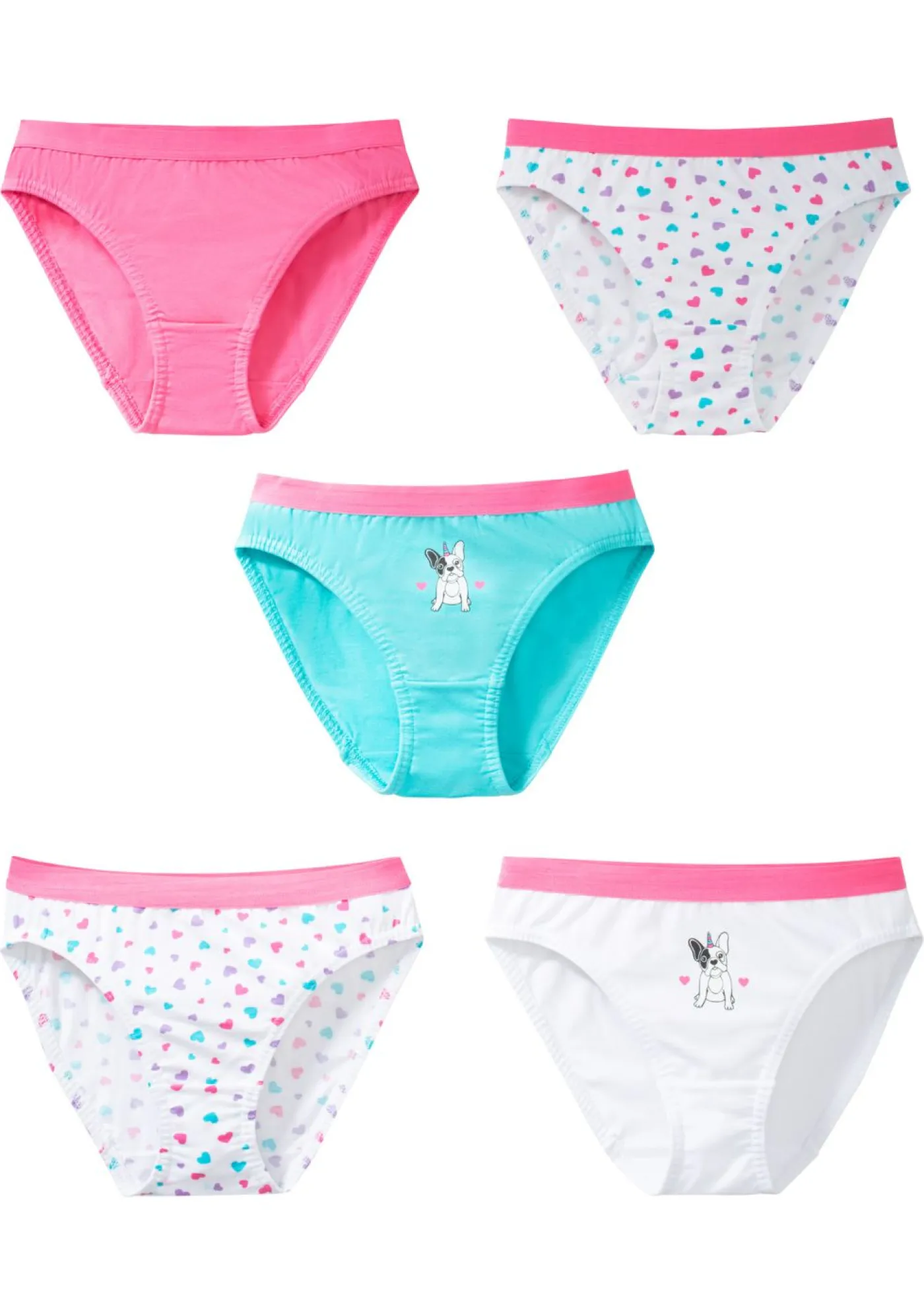 bonprix bonprix Multipack|Niña·Braguitas Y Tops>Braguitas de algodón orgánico (5 unidades) Celeste/rosa flamenco/violeta