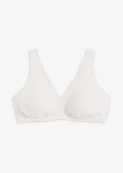 bonprix bonprix Ropa Interior De Algodón|Sujetadores>Bralette acolchado sin aros de canalé con algodón orgánico Blanco